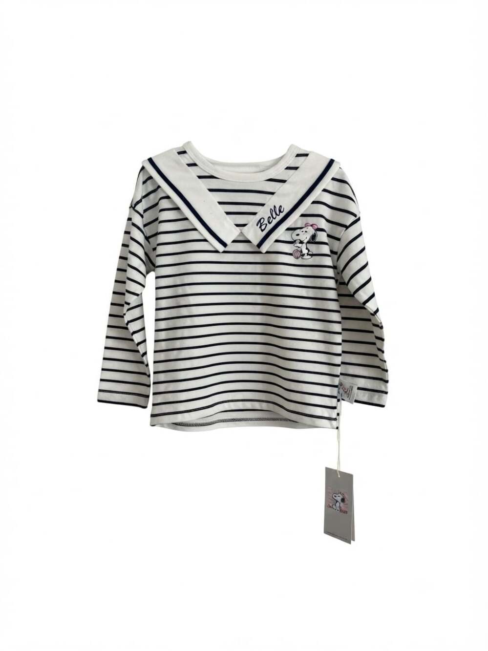 Peanuts Snoopy Belle Striped Sailor Collar Long Sleeve Shirt